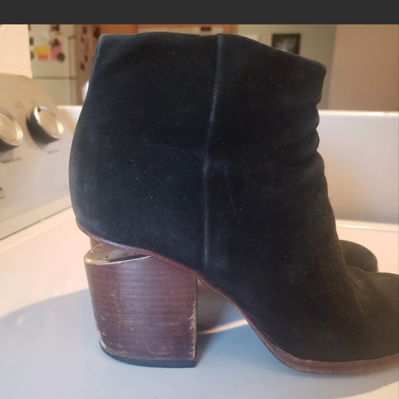 Alexander Wang Gabi Boots Suede Leather Cut-out Heel Ankle Boots size 37 / 7 - Picture 5 of 11